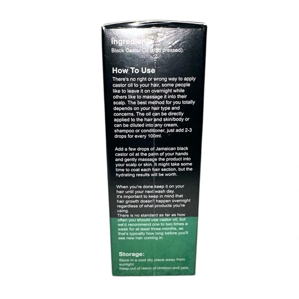 Jamaican Black Castor Oil Therapeutic Cold Pressed Unrefined Glass Bottle Vegan